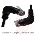 Cat5e Patch Cables Right Angle 'UP' to Right Angle 'Down' RJ45 UTP Flush Booted Black