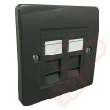 Excel Cat6 Grey Office Single Faceplate with 2x RJ45 Modules