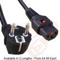 Schuko Euro Angled Right to C13 Locking Power Cables Black