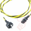 1.8 Metre (6ft) Schuko Euro to C13 Caution Black & Yellow Cables						