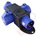 32Amp Power Junction Box -  IEC309 Commando Male Plug to 3x Commando Female Sockets Power Distribution Unit