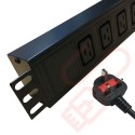 6 Way IEC (C19) Socket Horizontal PDU with UK Plug