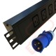6 Way IEC (C19) Socket Horizontal PDU with 16 Amp Commando Plug