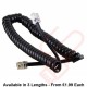 RJ10 4P4C Connectors Coiled Telephone Cord Black