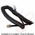 RJ10 4P4C Connectors Coiled Telephone Cord Black