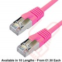 Cat6a Slim U/FTP Small Diameter Snagless Booted Patch Cables Pink