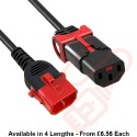 C14 Locking to C13 Locking Power Cable Black
