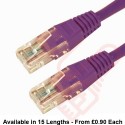 Cat6 Patch Cables RJ45 UTP High Grade PVC Flush Booted Purple