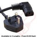 UK Plug (5 Amp) To C13 Angled Right Power Cables