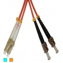 LC - ST Multimode 50/125 Duplex in Aqua and Orange
