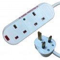2 Way UK Socket Extension Cables with UK Trailing Plug